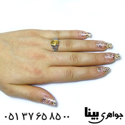 انگشتر سیترین زنانه مدل پیچ مارکازیت هانگ _کد:8478