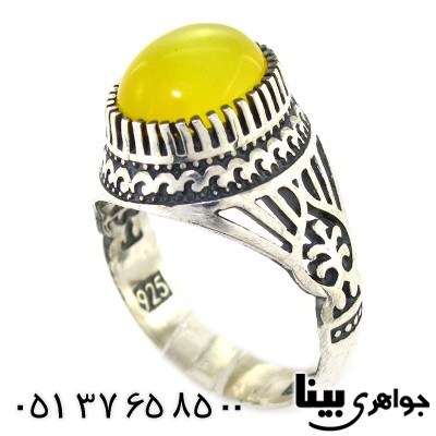 انگشتر عقیق شرف الشمس مردانه دور چنگی _کد:8479