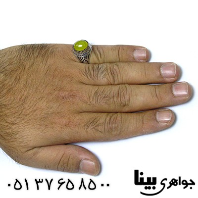 انگشتر عقیق شرف الشمس مردانه دور چنگی _کد:8479