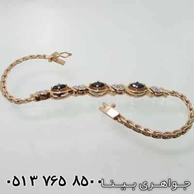 دستبند یاقوت کبود سه نگین