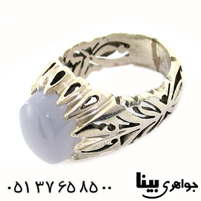 انگشتر عقیق یمنی کبود مردانه فاخر _کد:1256