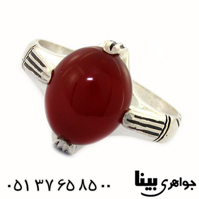 انگشتر عقیق قرمز چهار چنگ _کد:8493