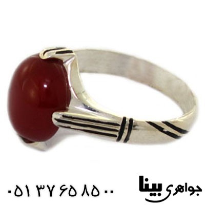 انگشتر عقیق قرمز چهار چنگ _کد:8493