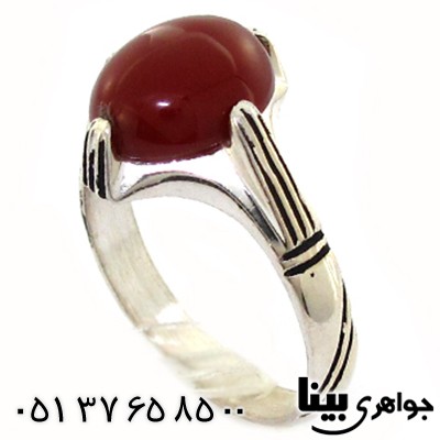انگشتر عقیق قرمز چهار چنگ _کد:8493