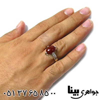 انگشتر عقیق قرمز چهار چنگ _کد:8493