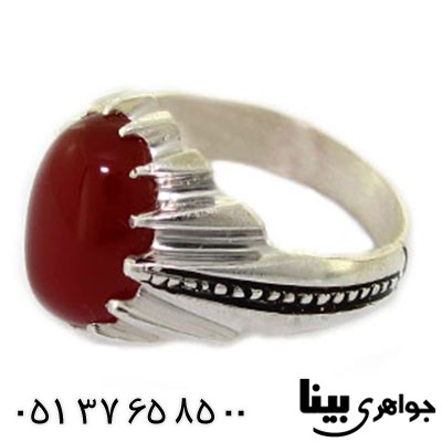 انگشتر عقیق قرمز مردانه مدل سیستانی _کد:8496