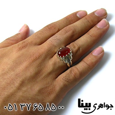 انگشتر عقیق قرمز مردانه مدل سیستانی _کد:8496