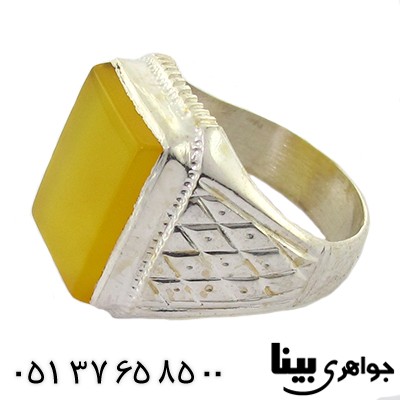 انگشتر عقیق شرف الشمس مردانه درشت لوزی _کد:8501