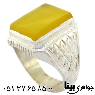 انگشتر عقیق شرف الشمس مردانه درشت لوزی _کد:8501