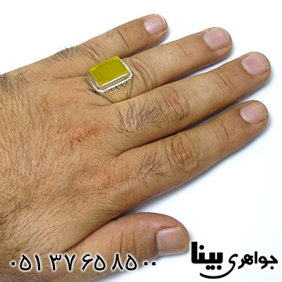 انگشتر عقیق شرف الشمس مردانه درشت لوزی _کد:8501