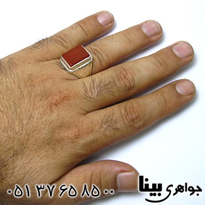 انگشتر عقیق قرمز خراسانی سلیمانی مردانه درشت _کد:8505