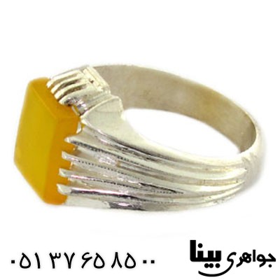 انگشتر عقیق شرف الشمس مردانه کلاسیک طرح فاخر _کد:8507