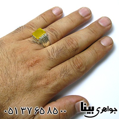 انگشتر عقیق شرف الشمس مردانه کلاسیک طرح فاخر _کد:8507