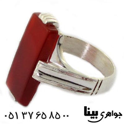انگشتر عقیق قرمز مردانه درشت مستطیلی _کد:8510