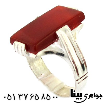 انگشتر عقیق قرمز مردانه درشت مستطیلی _کد:8510