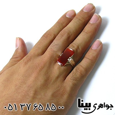 انگشتر عقیق قرمز مردانه درشت مستطیلی _کد:8510