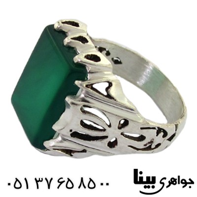 انگشتر عقیق سبز مردانه کلاسیک درشت _کد:8512