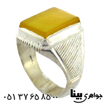 انگشتر عقیق شرف الشمس مردانه درشت هاشوری _کد:8513