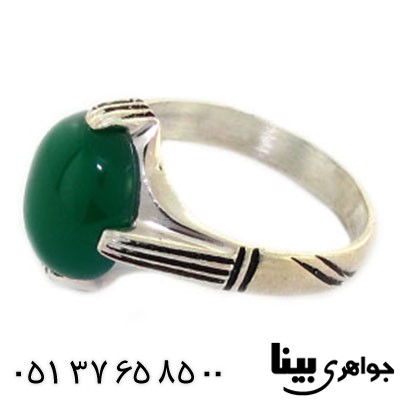 انگشتر عقیق سبز چهار جنگ _کد:8519