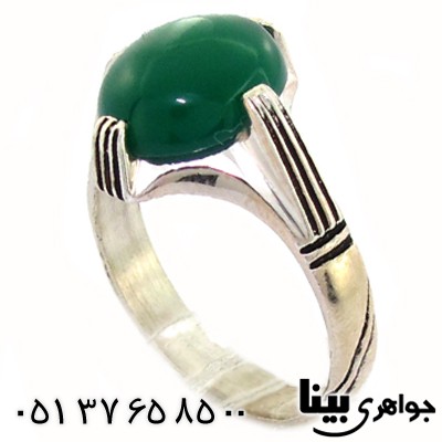 انگشتر عقیق سبز چهار جنگ _کد:8519