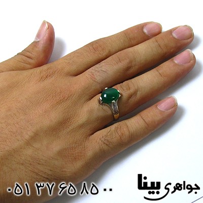 انگشتر عقیق سبز چهار جنگ _کد:8519