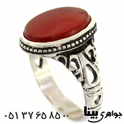 انگشتر عقیق قرمز مردانه اسلیمی _کد:8524