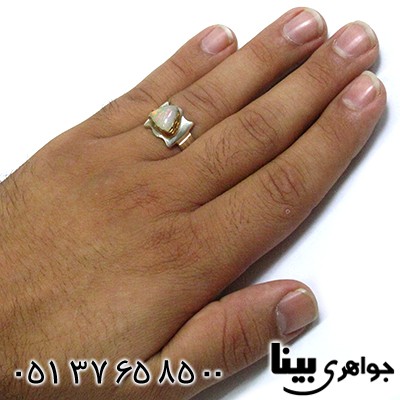 انگشتر اوپال استرالیا هفت رنگ مردانه کلاسیک بینا _کد:8538