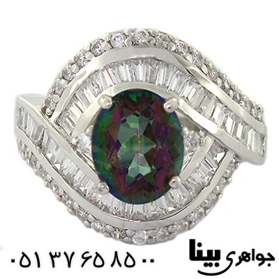 انگشتر توپاز هفت رنگ زنانه درشت رادیوم لوکس _کد:8539