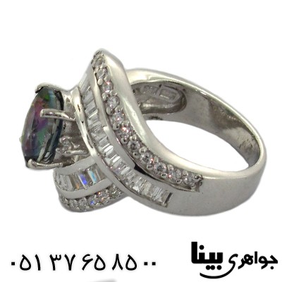انگشتر توپاز هفت رنگ زنانه درشت رادیوم لوکس _کد:8539