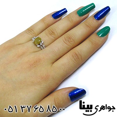 انگشتر یاقوت زرد زنانه رودیوم لوکس مدل شکوفه _کد:8558