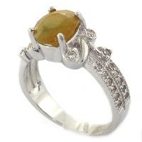 انگشتر یاقوت زرد زنانه رودیوم لوکس مدل شکوفه 