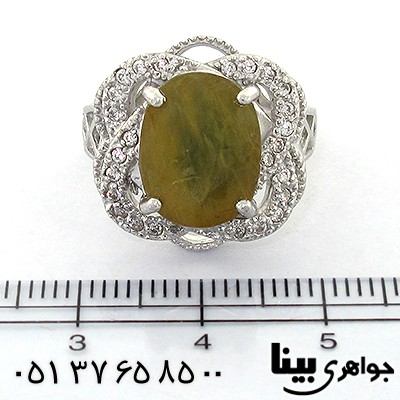 انگشتر یاقوت زرد زنانه رودیوم لوکس مدل گل دو پر _کد:8563