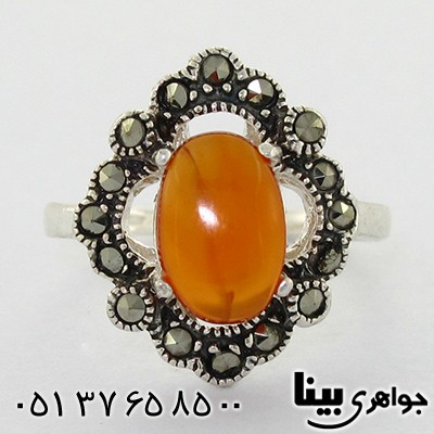 انگشتر عقیق یمنی زنانه مارکازیتی _کد:8578