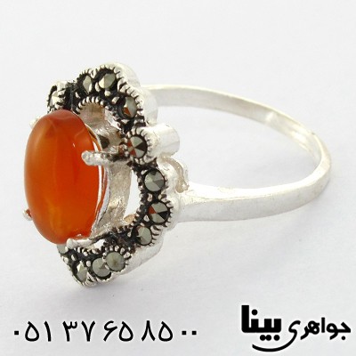انگشتر عقیق یمنی زنانه مارکازیتی _کد:8578