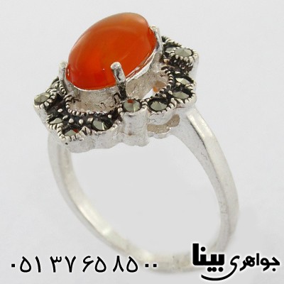 انگشتر عقیق یمنی زنانه مارکازیتی _کد:8578