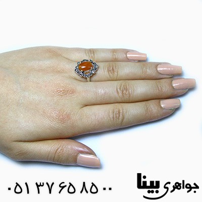 انگشتر عقیق یمنی زنانه مارکازیتی _کد:8578