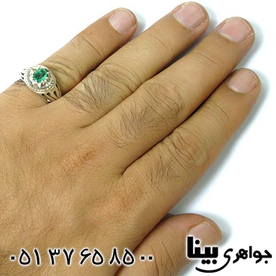 انگشتر زمرد زامبیا زلال مردانه شبکه کاری _کد:1268