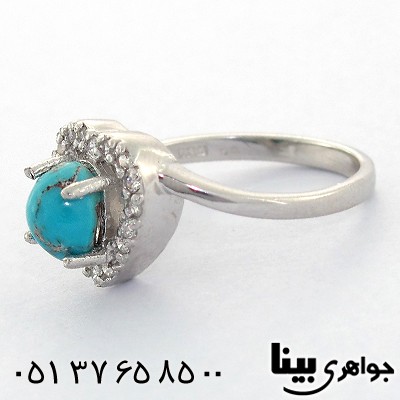 انگشتر فیروزه نیشابوری زنانه رادیوم لوکس مدل قلب _کد:8585
