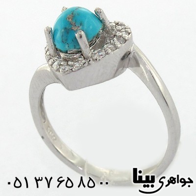 انگشتر فیروزه نیشابوری زنانه رادیوم لوکس مدل قلب _کد:8585