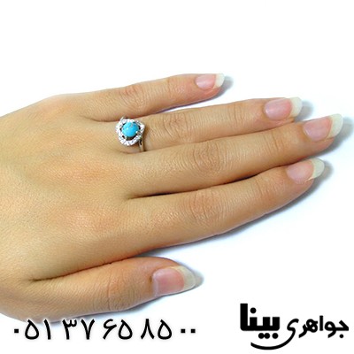انگشتر فیروزه نیشابوری زنانه رادیوم لوکس مدل قلب _کد:8585