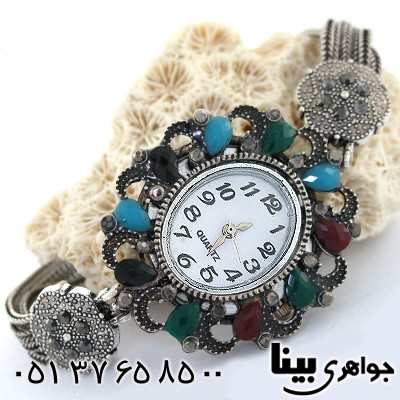 ساعت حدید و چند نگین رنگی زنانه طرح مارکازیت _کد:8592