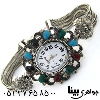 ساعت حدید و چند نگین رنگی زنانه طرح مارکازیت _کد:8592