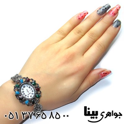 ساعت حدید و چند نگین رنگی زنانه طرح مارکازیت _کد:8592