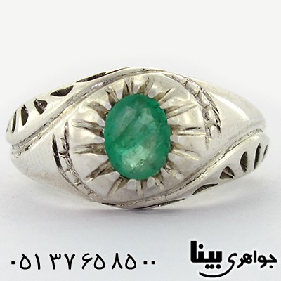 انگشتر زمرد کلمبیا زلال مردانه شبکه کاری جدید _کد:1270