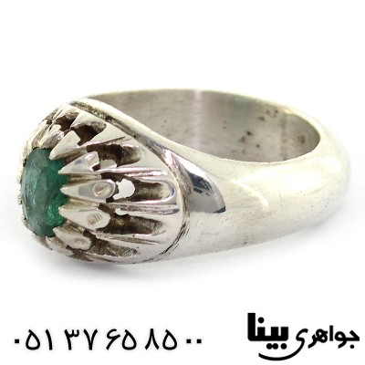 انگشتر زمرد زامبیا مردانه شبکه ای مدل اشکی _کد:1271