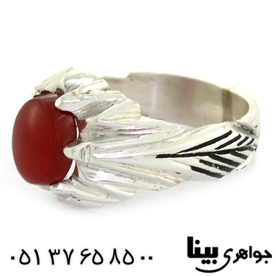 انگشتر عقیق یمنی مردانه کلاسیک تمام چنگ _کد:8600