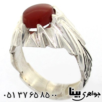 انگشتر عقیق یمنی مردانه کلاسیک تمام چنگ _کد:8600