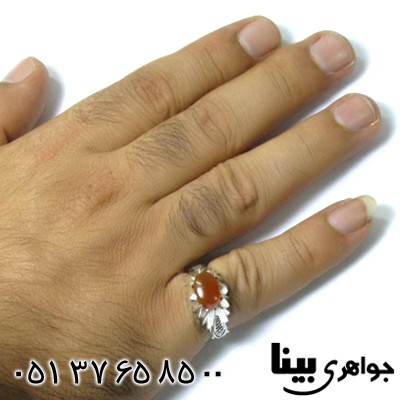انگشتر عقیق یمنی مردانه بیضی مدل کلاسیک _کد:8607