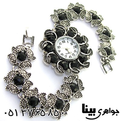 ساعت حدید و نگین مشکی زنانه طرح مارکازیتی مدل گل _کد:8610
