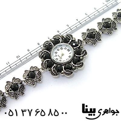 ساعت حدید و نگین مشکی زنانه طرح مارکازیتی مدل گل _کد:8610